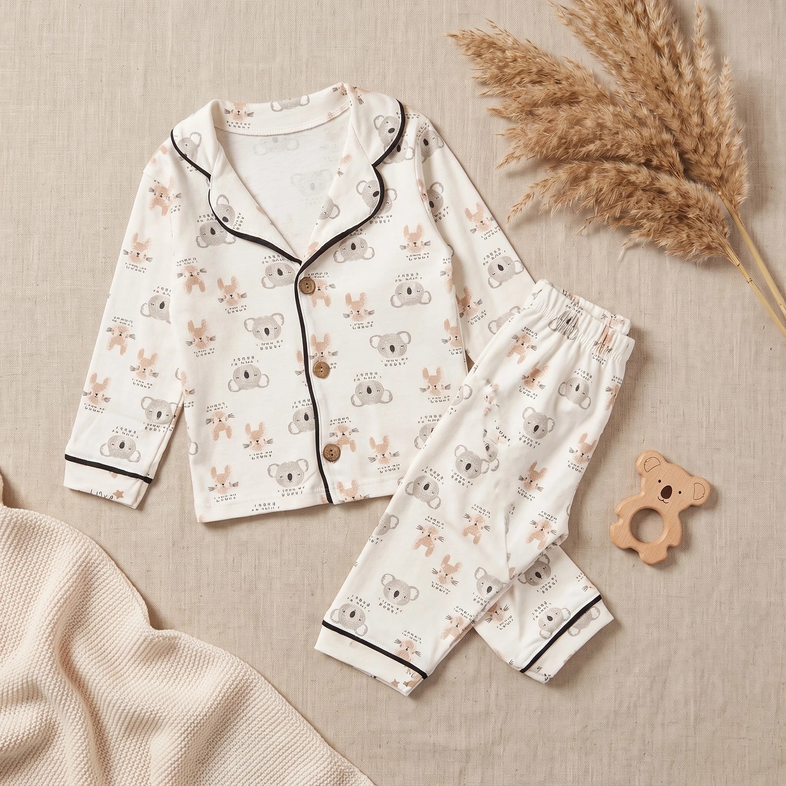 Koala Desenli Pamuklu Erkek Çocuk Pijama Takımı